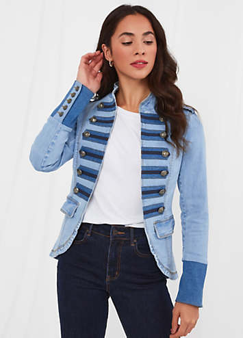 Fitted military hot sale denim jacket