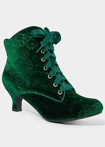 Joe Browns Paisley Embossed Velvet Ankle Boots with Ribbon Laces  Kaleidoscope