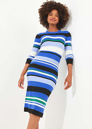 Joe Browns Summer Chic Striped Rib Knit Dress | Kaleidoscope Joe Browns Summer Chic Striped Rib Knit Dress | Kaleidoscope