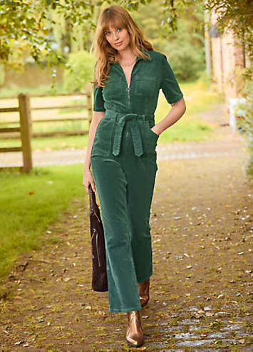 Joe Browns Zip Front Belted Bootcut Cord Jumpsuit | Kaleidoscope
