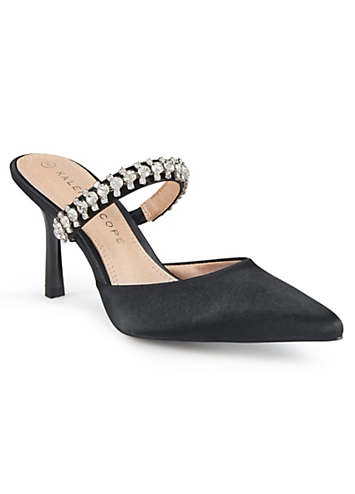 Kaleidoscope Black Diamante Trim Mule Court Shoes | Kaleidoscope