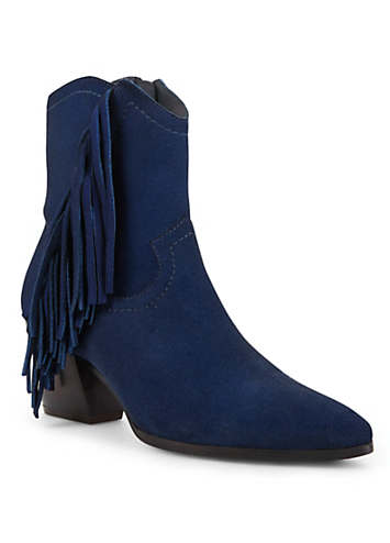 Fringe ankle clearance boots suede