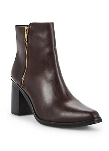 brown leather ankle boots with heel