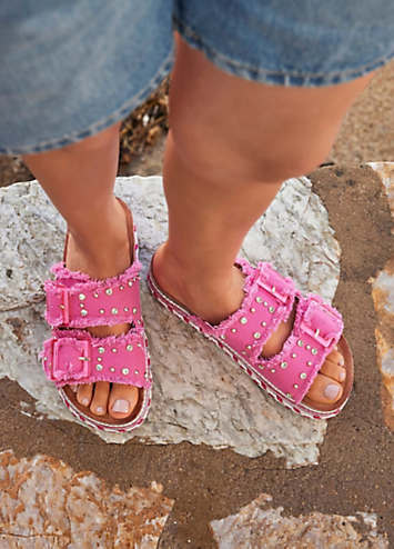 さ*ち様 ピュアルネッサンス　ヒザティー Linzi Bahama Fuchsia Diamante Flatform Sandals | Kaleidoscope