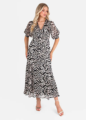 Lovedrobe Animal Print Faux Wrap Puff Sleeve Midaxi Dress | Kaleidoscope
