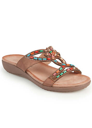 Lunar Exclusive Bronze Beaded Mule Sandals | Kaleidoscope
