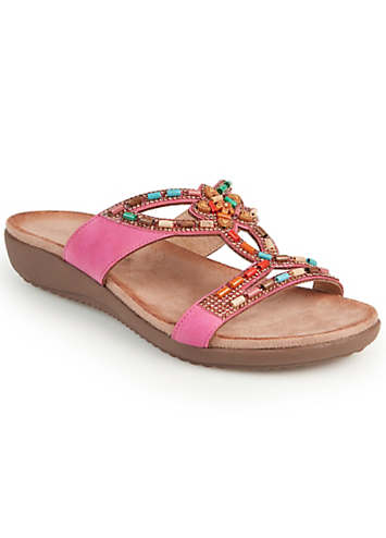 Pink beaded hot sale sandals