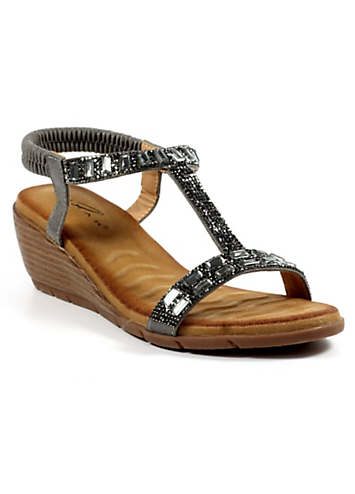 Pewter sales wedge sandals