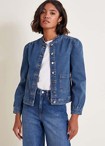Fabulous MONSOON Denim Jacket UK8 Light Turquoise BT001 main image 1