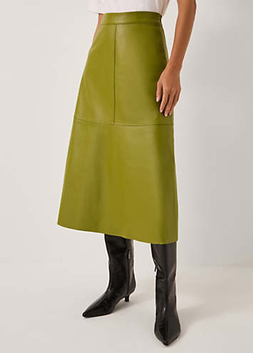 Monsoon Pippa Faux Leather Midi Skirt Kaleidoscope