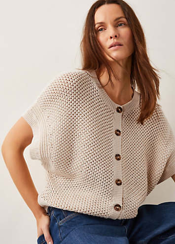 Monsoon Saya Crochet Short Sleeve Cardigan Kaleidoscope