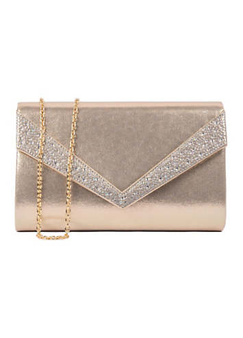 Paradox London Champagne Shimmer Devora Clutch Bag