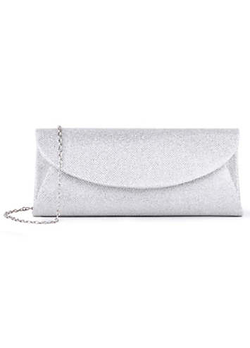 Paradox London Dominique Silver Glitter Mesh Clutch Bag | Kaleidoscope