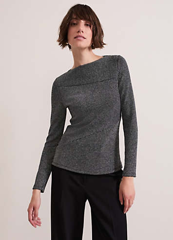 Phase Eight Clarissa Shimmer Rib Top | Kaleidoscope