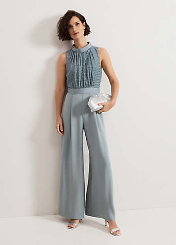 美品 セオリー 22AW LIGHT CREPE BELTED JUMPSUIT SELF-PORTRAIT Convertible belted embellished metallic bouclé