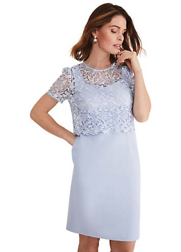 セットアップ可【Phase Eight】Isabella Lace Jacket Light Blue Lace Midi Dress with Detachable Bodice | Phase