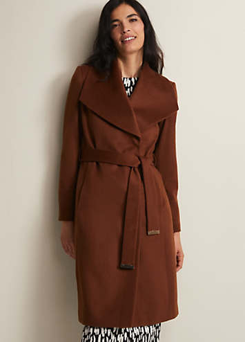 Phase Eight Nicci Tan Wool Belted Coat | Kaleidoscope
