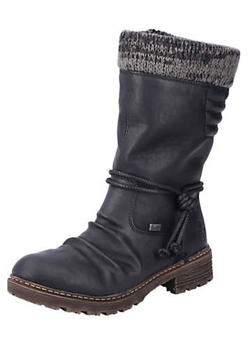 Mahisha Knitted Collar Zip-Up Hiker Boots