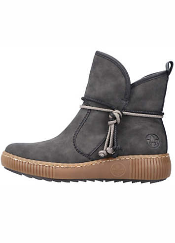 Rieker - Stivaletti Donna Autunno/inverno, In Pelle, Tacco A Cono 5,1 Cm, Chiusura Con Lacci, Colore Nero/marrone