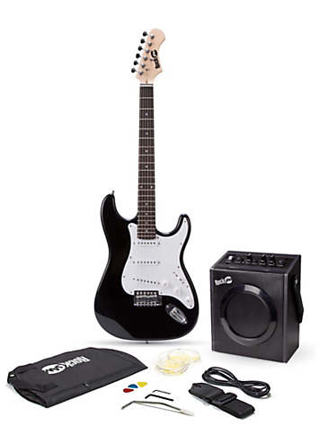 Full-Size Black Electric Guitar Starter Package With 20W Amp & All Accessories