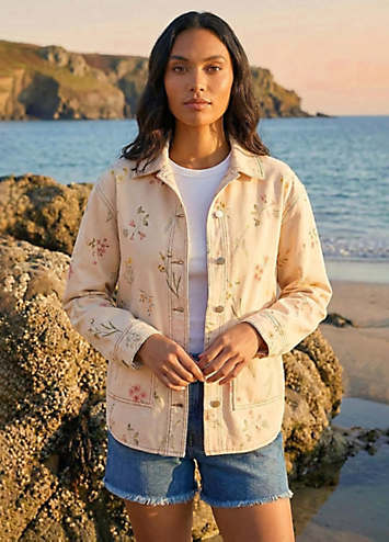 ジャケット・アウター Tostalgic Clothing denim jacket floral Roman Floral Denim Jacket | Kaleidoscope