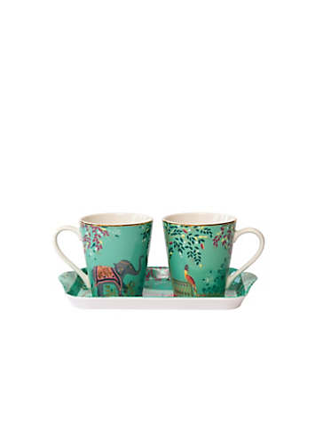 Tazza Portmeirion Sara Miller London 'Elephant's Oasis' - Giada Chiara, Porcellana Fine Con Oro 22kt