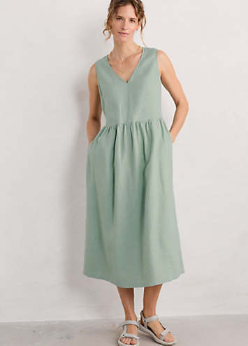 Seasalt Cornwall Green Lowland Heather Sleeveless Dress | Kaleidoscope