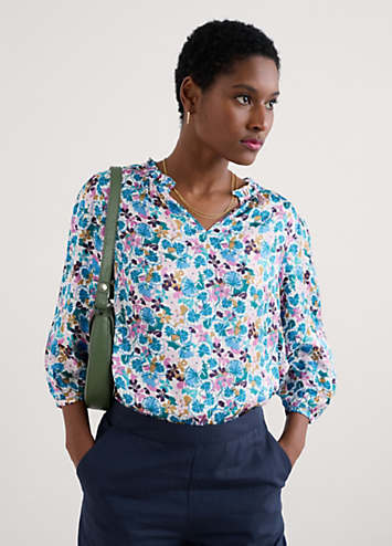 Triacetate Satin Knit Frill Top main image 1