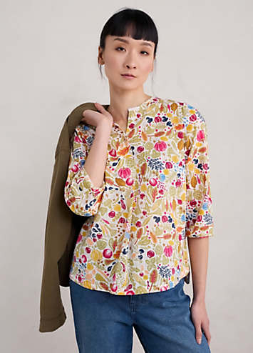 Seasalt Cornwall Multi Watercolour Sketch Three-Quarter Sleeve Top ...