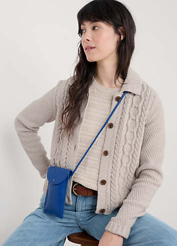 Collared Knit Sweater Cardigan in Sand