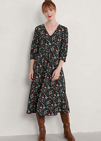 Seasalt Cornwall Rose House Midi Dress Green Kaleidoscope