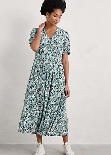 Seasalt Cornwall White Birch Leaf Midaxi Tea Dress | Kaleidoscope