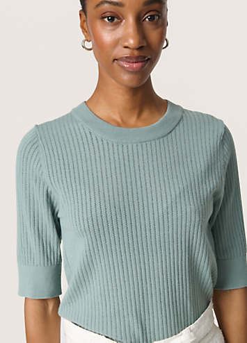 RIB & SPINE KNIT PULLOVER / BLK