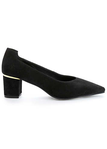 Wide fit block shop heel court shoes