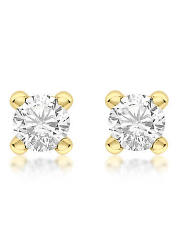 Tuscany 9ct Gold White April Birthstone Stud Earrings by Tuscany Gold ...