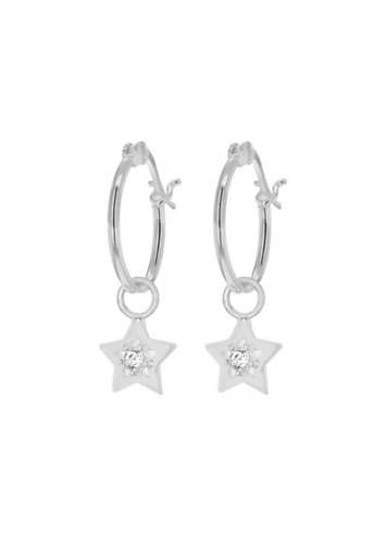 Tuscany Silver Sterling Silver Cubic Zirconia Hoop' Star Drop