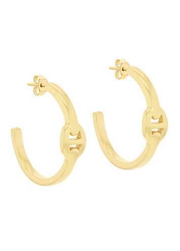 Tuscany Silver Sterling Silver Gold Plated Rambo Opened Hoop Earrings ...