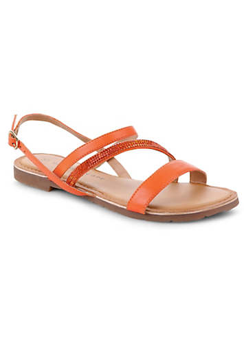 Orange 2025 flat sandals