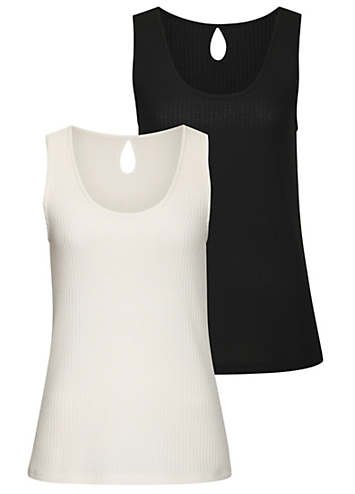 Vivance Pack of 2 Back Cut-Out Tank Tops | Kaleidoscope
