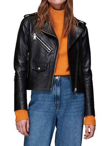 Whistles Agnes Pocket Leather Jacket | Kaleidoscope