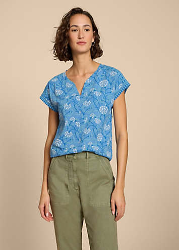 White Stuff Women's Nelly Nep Notch Neck Tee In Bright Blue