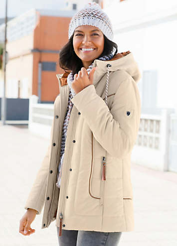 Drawstring Waist Hooded Jacket with Pockets