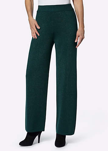Knit Wide-Leg Trousers w/Drawstring Waist