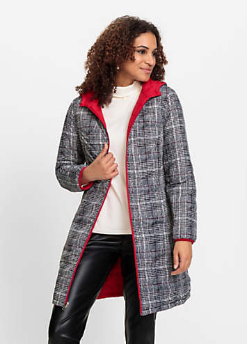 Solid Color Reversible Tweed Coat main image 1