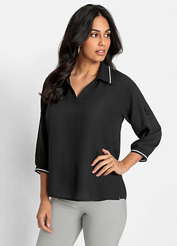 Plaid Side Slit Button Up Blouse
