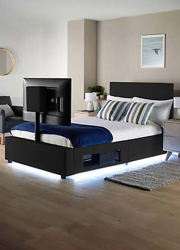 XR Living Ava Upholstered TV Bed With LED Lights | Kaleidoscope