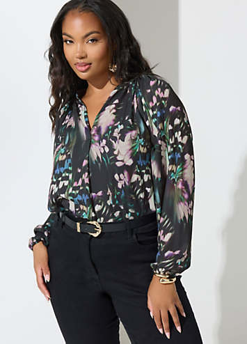 Abstract Pleated Blouse (M)