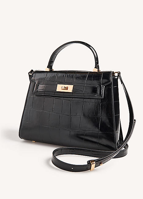 365 by Freemans Black Croc Esme Top Handle Bag Kaleidoscope