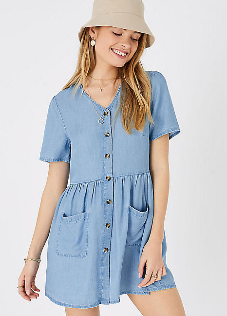 Accessorize Chambray Mini Dress | Kaleidoscope