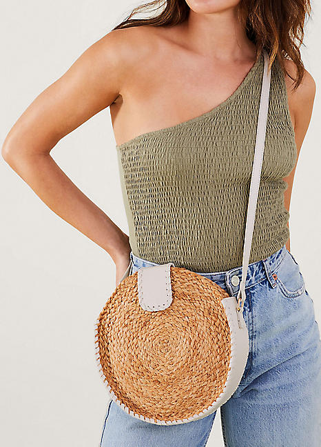 Accessorize Circle Jute Crossbody Bag